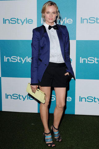 Diane Kruger in Jason wu..look how she trends instantly by adding the blue jacket..and the shoes!!
